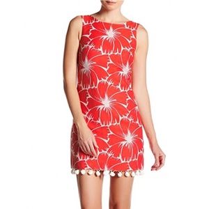 NWT Trina Turk Coral Print Shift Dress, Size 2